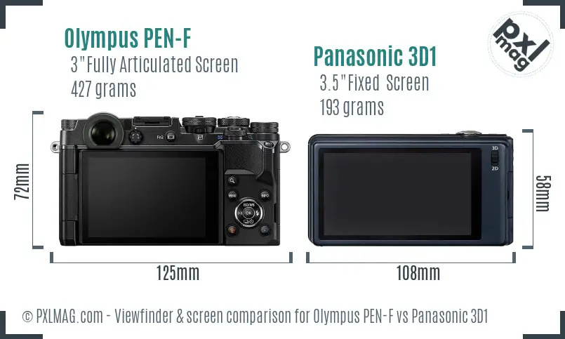 Olympus PEN-F vs Panasonic 3D1 Screen and Viewfinder comparison