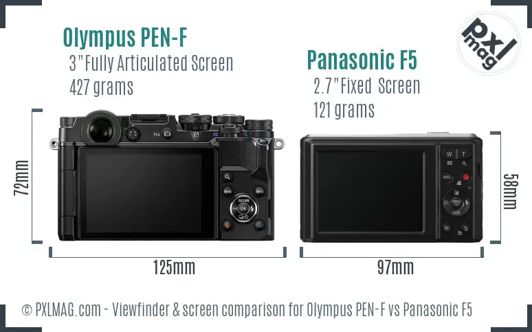 Olympus PEN-F vs Panasonic F5 Screen and Viewfinder comparison