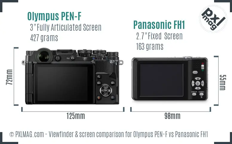 Olympus PEN-F vs Panasonic FH1 Screen and Viewfinder comparison
