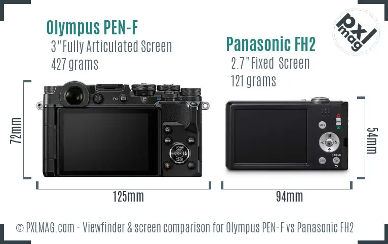 Olympus PEN-F vs Panasonic FH2 Screen and Viewfinder comparison