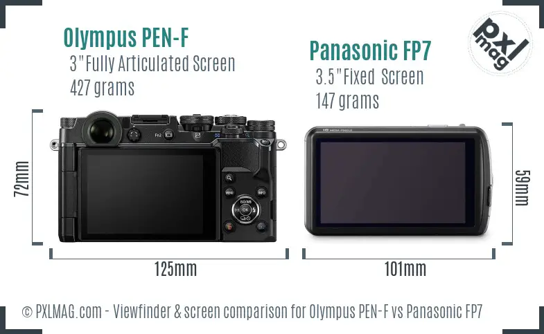 Olympus PEN-F vs Panasonic FP7 Screen and Viewfinder comparison