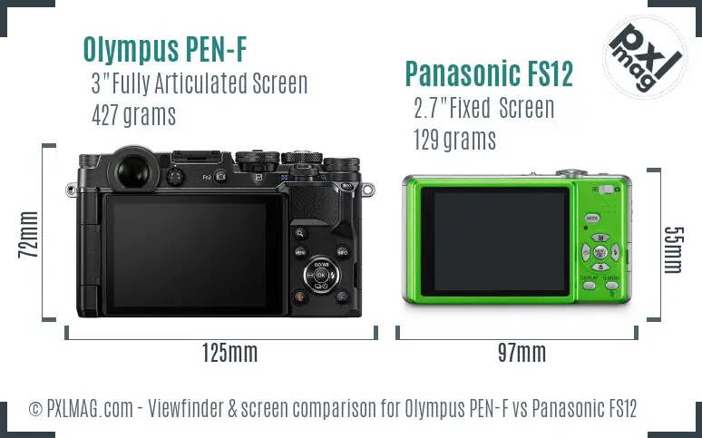 Olympus PEN-F vs Panasonic FS12 Screen and Viewfinder comparison