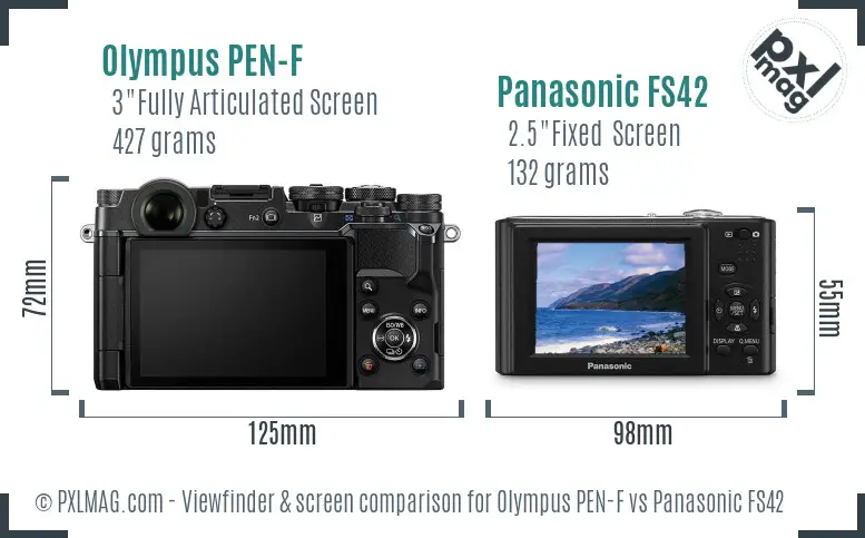 Olympus PEN-F vs Panasonic FS42 Screen and Viewfinder comparison