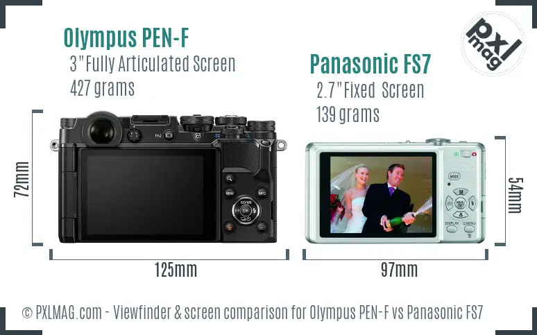 Olympus PEN-F vs Panasonic FS7 Screen and Viewfinder comparison