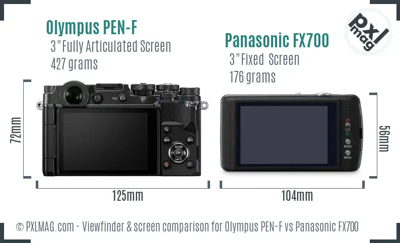 Olympus PEN-F vs Panasonic FX700 Screen and Viewfinder comparison