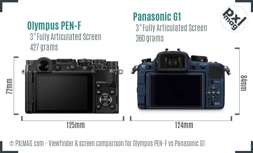 Olympus PEN-F vs Panasonic G1 Screen and Viewfinder comparison