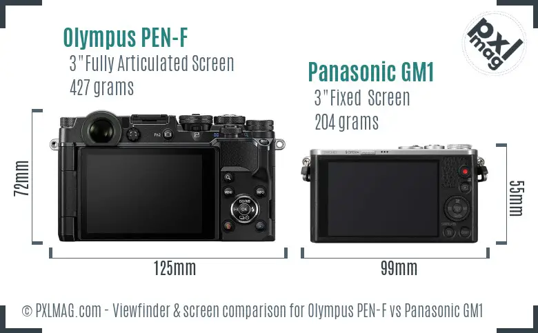Olympus PEN-F vs Panasonic GM1 Screen and Viewfinder comparison