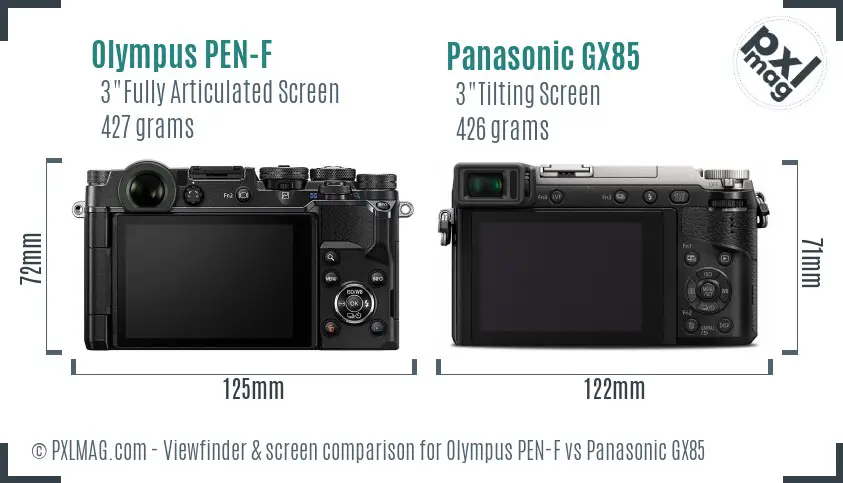 Olympus PEN-F vs Panasonic GX85 Screen and Viewfinder comparison