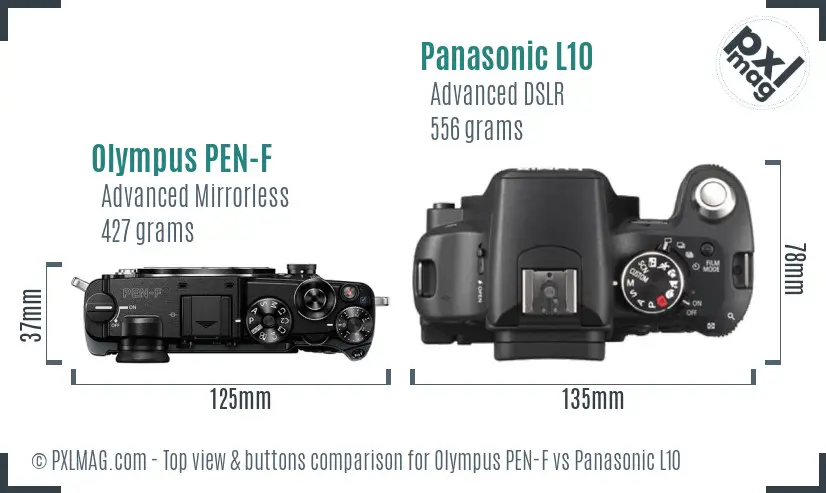 Olympus PEN-F vs Panasonic L10 top view buttons comparison