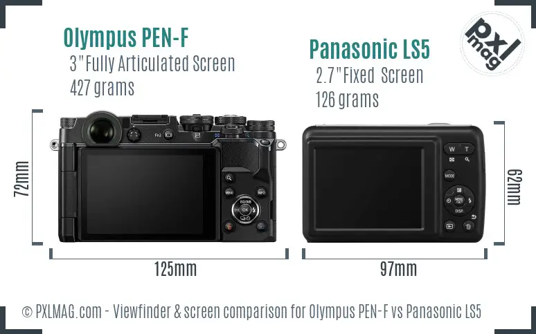 Olympus PEN-F vs Panasonic LS5 Screen and Viewfinder comparison