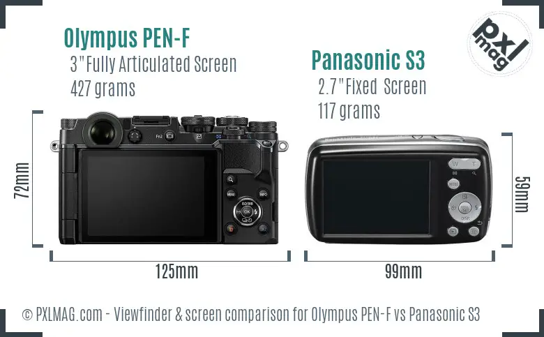 Olympus PEN-F vs Panasonic S3 Screen and Viewfinder comparison