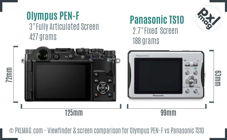 Olympus PEN-F vs Panasonic TS10 Screen and Viewfinder comparison