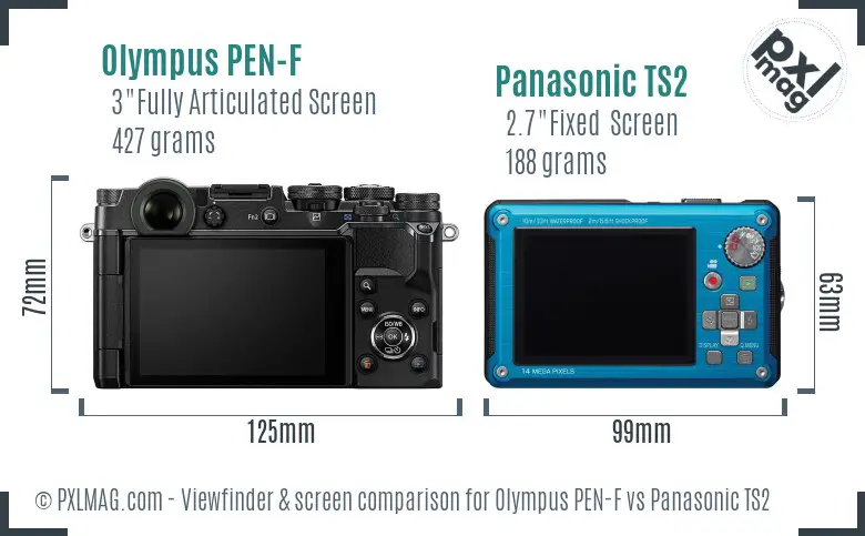 Olympus PEN-F vs Panasonic TS2 Screen and Viewfinder comparison