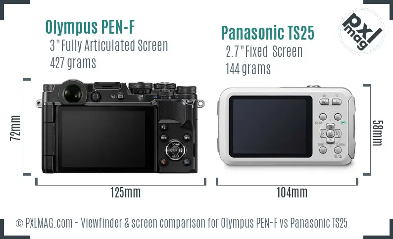 Olympus PEN-F vs Panasonic TS25 Screen and Viewfinder comparison