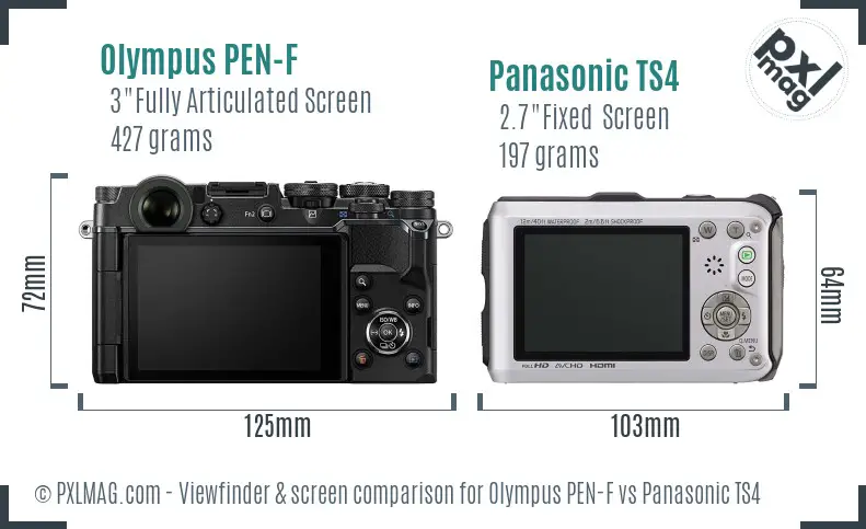 Olympus PEN-F vs Panasonic TS4 Screen and Viewfinder comparison