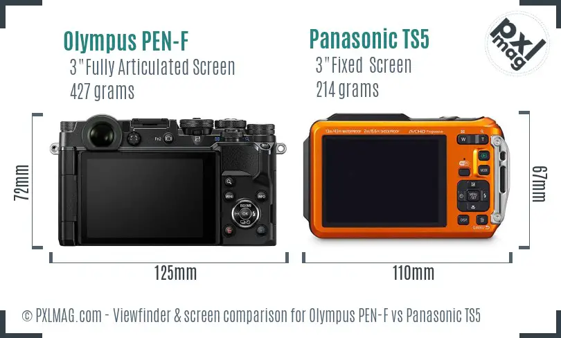 Olympus PEN-F vs Panasonic TS5 Screen and Viewfinder comparison