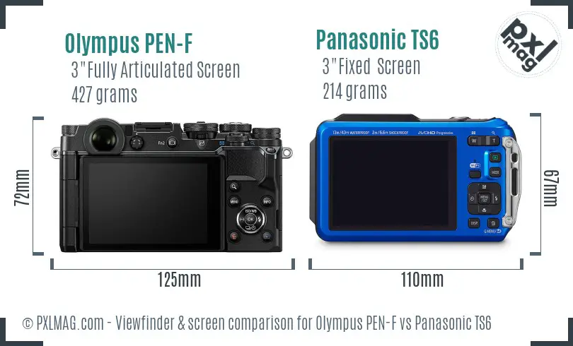 Olympus PEN-F vs Panasonic TS6 Screen and Viewfinder comparison