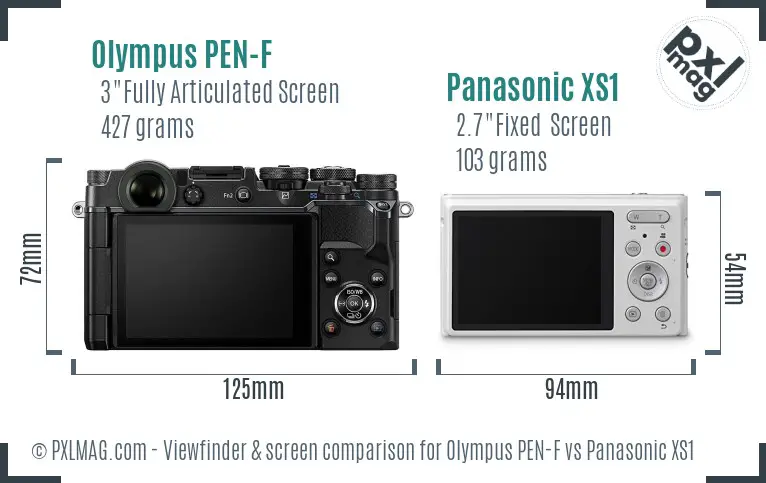Olympus PEN-F vs Panasonic XS1 Screen and Viewfinder comparison