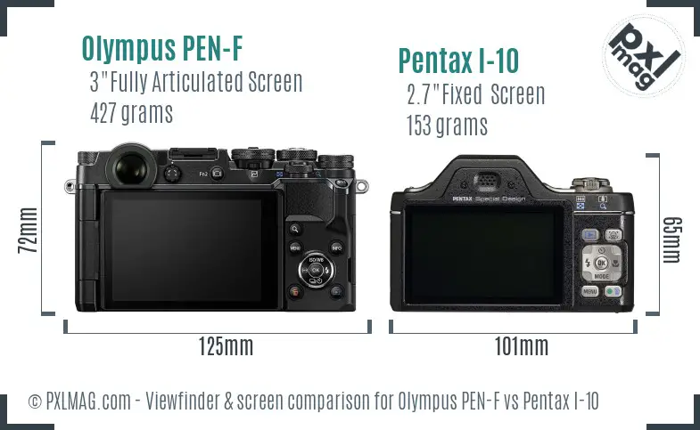 Olympus PEN-F vs Pentax I-10 Screen and Viewfinder comparison