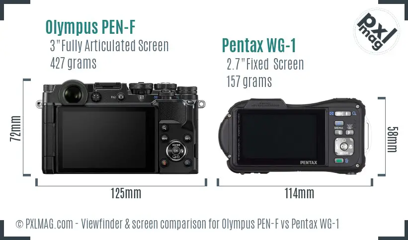 Olympus PEN-F vs Pentax WG-1 Screen and Viewfinder comparison