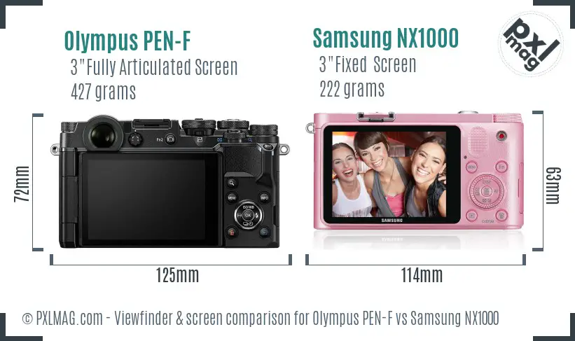 Olympus PEN-F vs Samsung NX1000 Screen and Viewfinder comparison