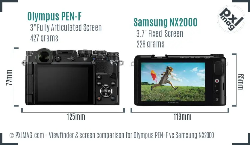 Olympus PEN-F vs Samsung NX2000 Screen and Viewfinder comparison