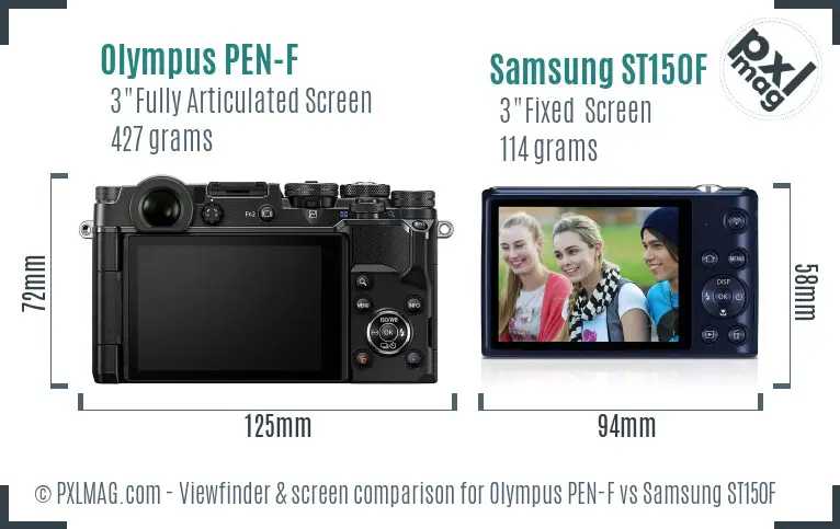 Olympus PEN-F vs Samsung ST150F Screen and Viewfinder comparison