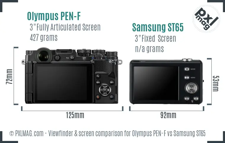 Olympus PEN-F vs Samsung ST65 Screen and Viewfinder comparison