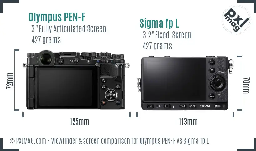 Olympus PEN-F vs Sigma fp L Screen and Viewfinder comparison