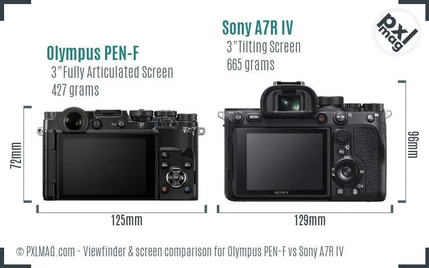 Olympus PEN-F vs Sony A7R IV Screen and Viewfinder comparison Olympus PEN-F vs Sony A7R IV Screen and Viewfinder comparison