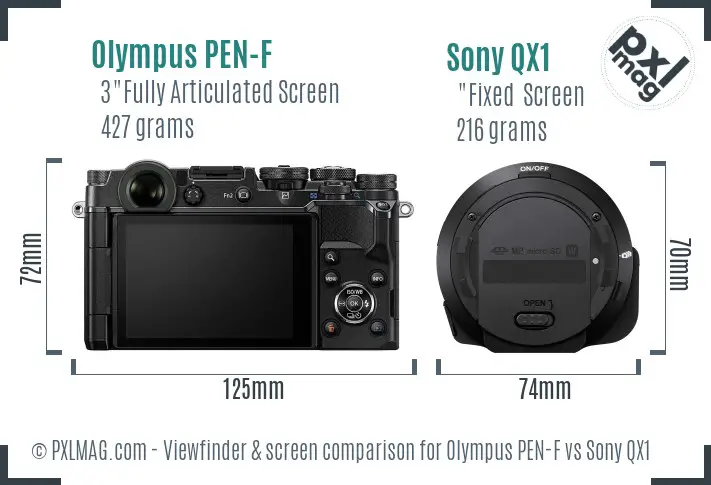 Olympus PEN-F vs Sony QX1 Screen and Viewfinder comparison Olympus PEN-F vs Sony QX1 Screen and Viewfinder comparison