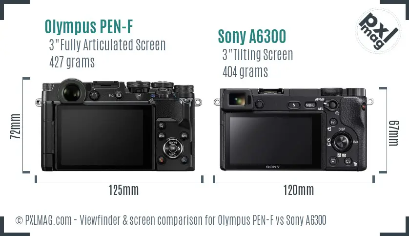 Olympus PEN-F vs Sony A6300 Screen and Viewfinder comparison