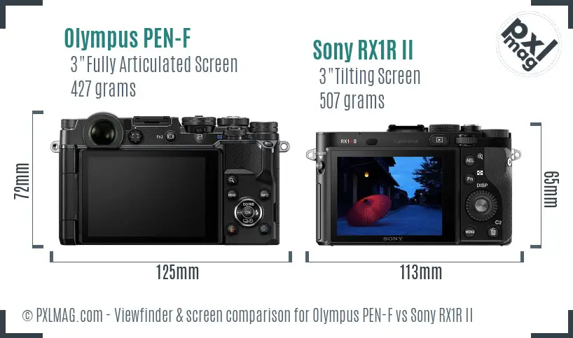 Olympus PEN-F vs Sony RX1R II Screen and Viewfinder comparison Olympus PEN-F vs Sony RX1R II Screen and Viewfinder comparison