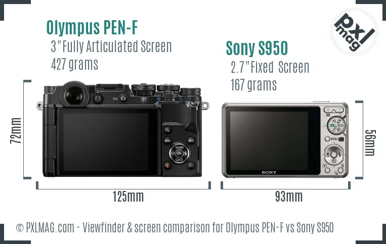Olympus PEN-F vs Sony S950 Screen and Viewfinder comparison