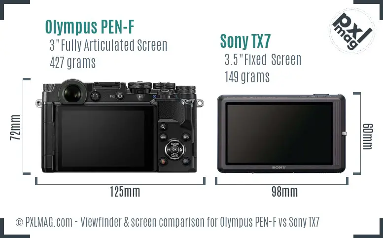 Olympus PEN-F vs Sony TX7 Screen and Viewfinder comparison Olympus PEN-F vs Sony TX7 Screen and Viewfinder comparison