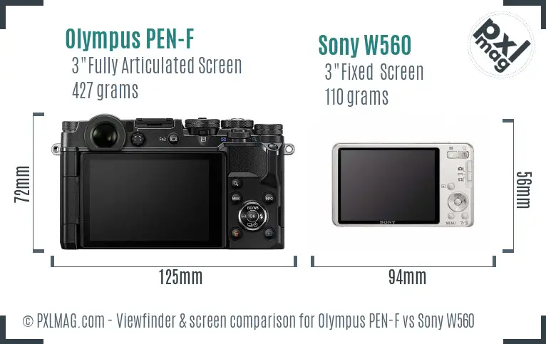 Olympus PEN-F vs Sony W560 Screen and Viewfinder comparison
