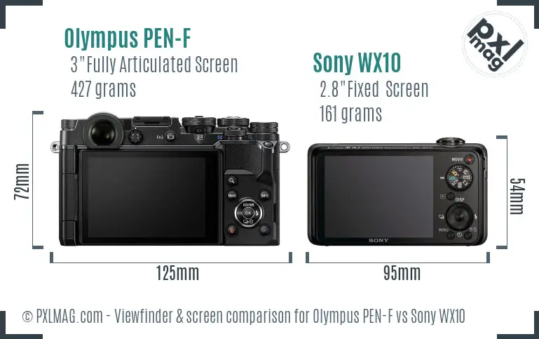 Olympus PEN-F vs Sony WX10 Screen and Viewfinder comparison