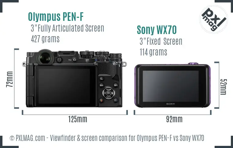 Olympus PEN-F vs Sony WX70 Screen and Viewfinder comparison