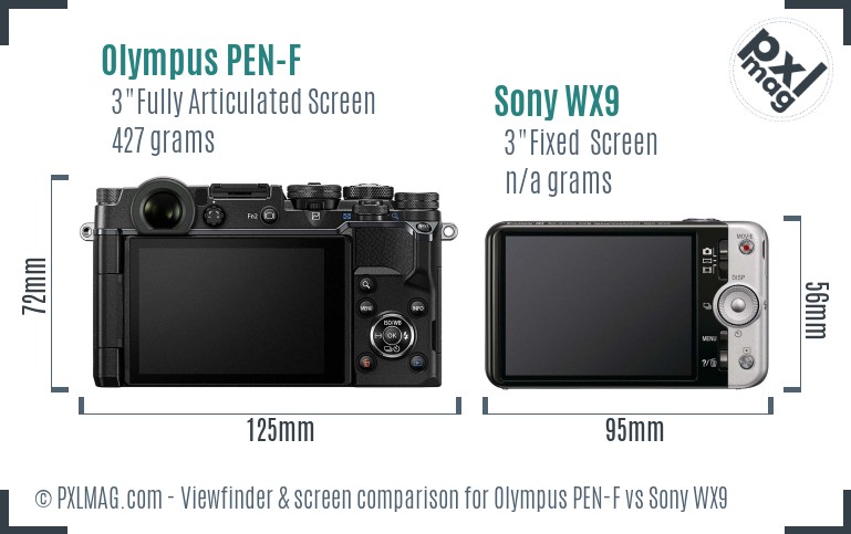 Olympus PEN-F vs Sony WX9 Screen and Viewfinder comparison