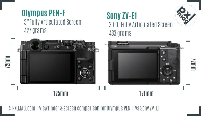 Olympus PEN-F vs Sony ZV-E1 Screen and Viewfinder comparison