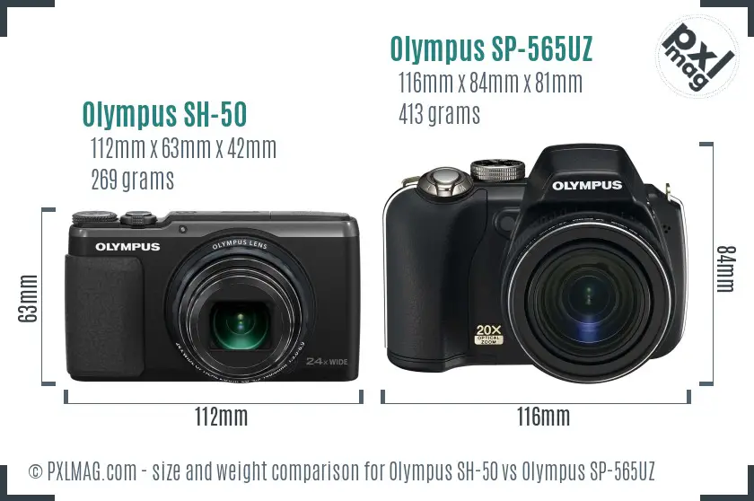 Olympus SH-50 vs Olympus SP-565UZ size comparison