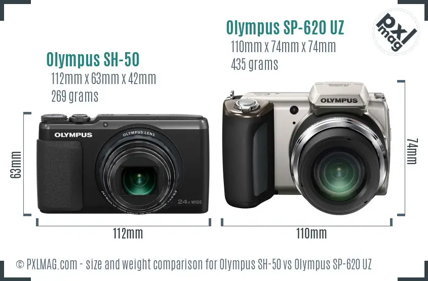 Olympus SH-50 vs Olympus SP-620 UZ size comparison