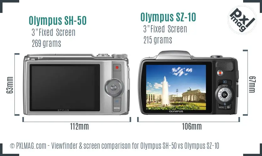 Olympus SH-50 vs Olympus SZ-10 Screen and Viewfinder comparison