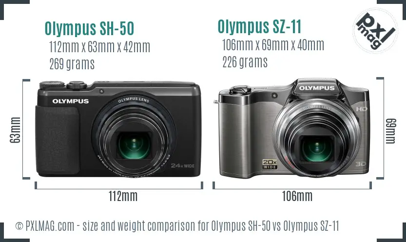 Olympus SH-50 vs Olympus SZ-11 size comparison