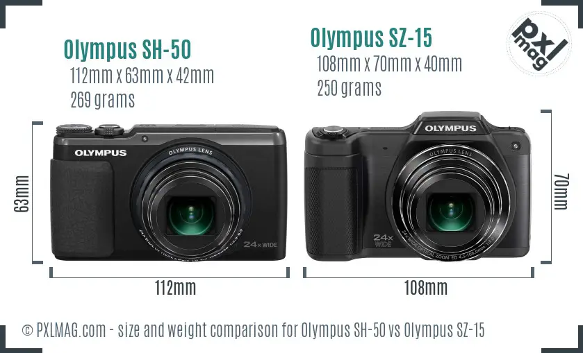 Olympus SH-50 vs Olympus SZ-15 size comparison