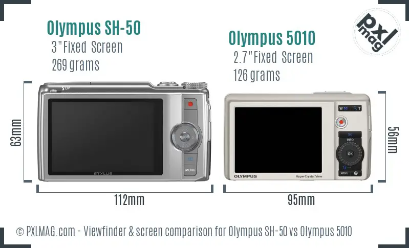 Olympus SH-50 vs Olympus 5010 Screen and Viewfinder comparison