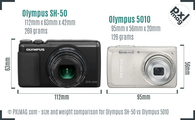 Olympus SH-50 vs Olympus 5010 size comparison