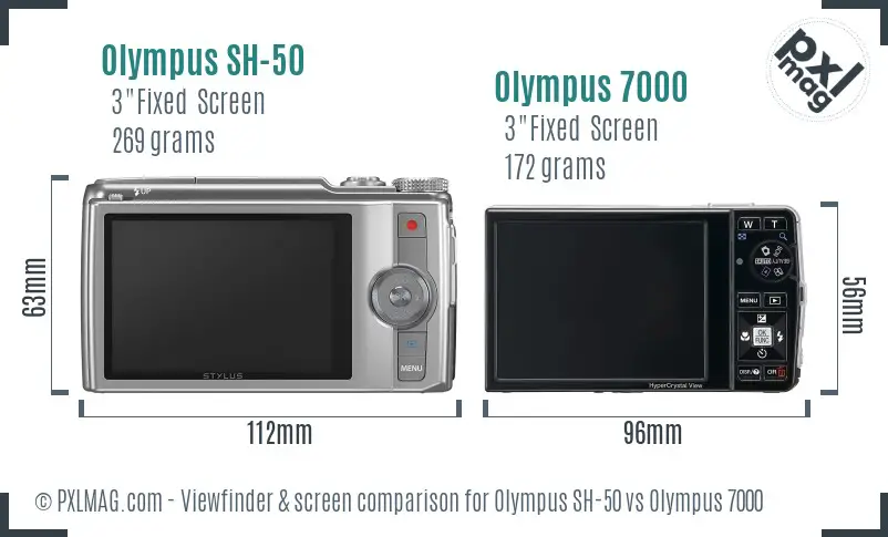 Olympus SH-50 vs Olympus 7000 Screen and Viewfinder comparison