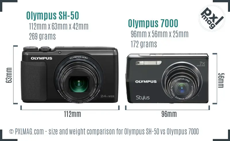 Olympus SH-50 vs Olympus 7000 size comparison