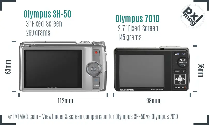 Olympus SH-50 vs Olympus 7010 Screen and Viewfinder comparison